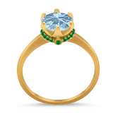 Art Deco Round Natural Stone Halo Ring