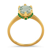 Art Deco Round Natural Stone Halo Ring
