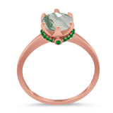 Art Deco Round Natural Stone Halo Ring