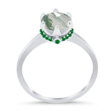 Art Deco Round Natural Stone Halo Ring