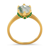 Art Deco Round Natural Stone Halo Ring