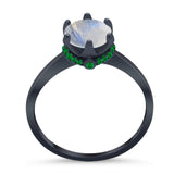 Art Deco Round Natural Stone Halo Ring