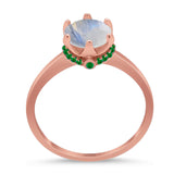 Art Deco Round Natural Stone Halo Ring