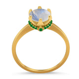 Art Deco Round Natural Stone Halo Ring