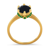 Art Deco Round Natural Stone Halo Ring