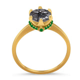 Art Deco Round Natural Stone Halo Ring