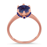 Art Deco Round Natural Stone Halo Ring