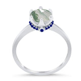 Art Deco Round Natural Stone Halo Ring