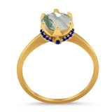 Art Deco Round Natural Stone Halo Ring