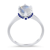 Art Deco Round Natural Stone Halo Ring
