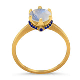Art Deco Round Natural Stone Halo Ring