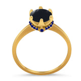 Art Deco Round Natural Stone Halo Ring