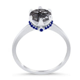 Art Deco Round Natural Stone Halo Ring