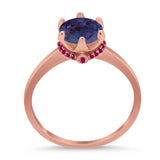 Art Deco Round Natural Stone Halo Ring