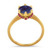 Art Deco Round Natural Stone Halo Ring