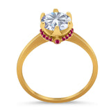 Art Deco Round Natural Stone Halo Ring