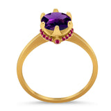 Art Deco Round Natural Stone Halo Ring