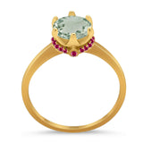Art Deco Round Natural Stone Halo Ring