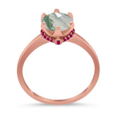 Art Deco Round Natural Stone Halo Ring