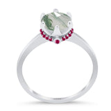 Art Deco Round Natural Stone Halo Ring