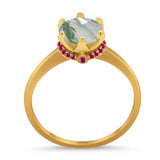 Art Deco Round Natural Stone Halo Ring