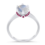 Art Deco Round Natural Stone Halo Ring
