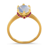 Art Deco Round Natural Stone Halo Ring