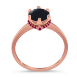 Art Deco Round Natural Stone Halo Ring