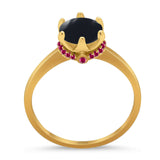 Art Deco Round Natural Stone Halo Ring