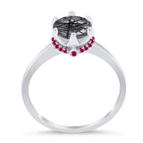 Art Deco Round Natural Stone Halo Ring