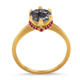 Art Deco Round Natural Stone Halo Ring