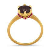 Art Deco Round Natural Stone Halo Ring