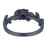 Round Natural Stone Leaf Style Ring