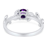 Round Natural Stone Leaf Style Ring