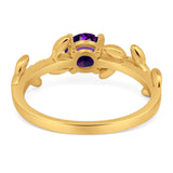 Round Natural Stone Leaf Style Ring