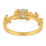 Round Natural Stone Leaf Style Ring