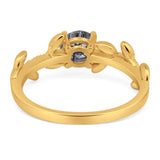 Round Natural Stone Leaf Style Ring