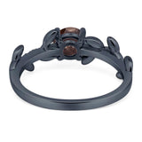 Round Natural Stone Leaf Style Ring