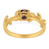 Round Natural Stone Leaf Style Ring