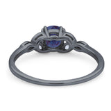 Art Deco Round Natural Stone Floral Ring