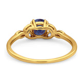 Art Deco Round Natural Stone Floral Ring