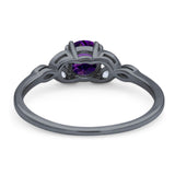 Art Deco Round Natural Stone Floral Ring