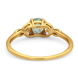 Art Deco Round Natural Stone Floral Ring