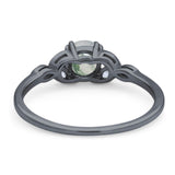 Art Deco Round Natural Stone Floral Ring