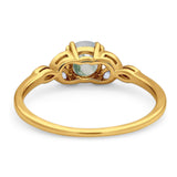 Art Deco Round Natural Stone Floral Ring