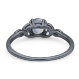 Art Deco Round Natural Stone Floral Ring