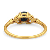 Art Deco Round Natural Stone Floral Ring