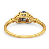 Art Deco Round Natural Stone Floral Ring