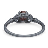 Art Deco Round Natural Stone Floral Ring