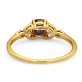 Art Deco Round Natural Stone Floral Ring